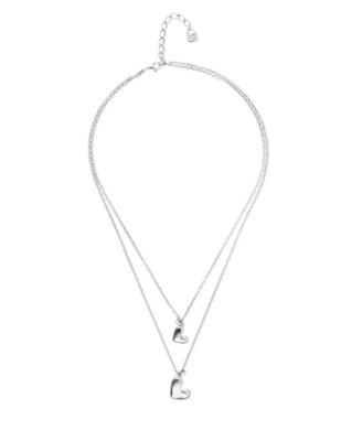 Sterling Silver Double Plated Necklace with Two Hearts