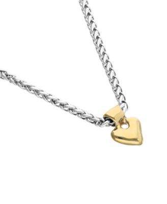Sterling Silver Plated Ball Necklace with 18K Gold Heart Detail