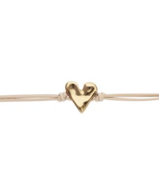 Camel Leather Bracelet with Heart Shaped 18K Detail Plated Detail