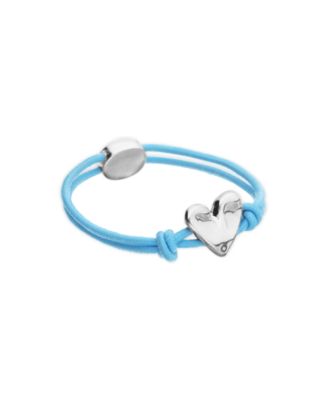 Blue Elastic Thread Sterling Silver Plated Bracelet with Heart