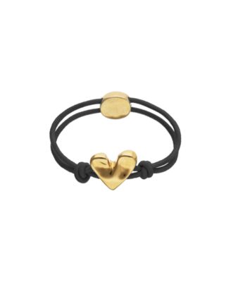 Blak Elastic Thread 18K Gold Plated Bracelet with Heart