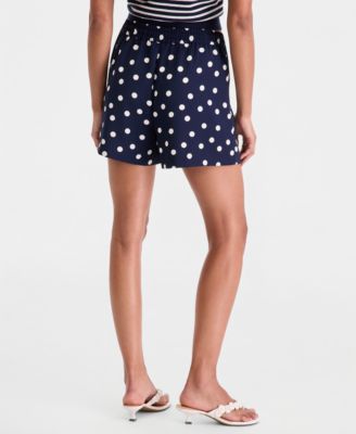 Women's High-Rise Drawstring Dot-Print Shorts