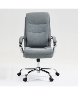 High Back Cotton Office Chair with Wide Seat & Height Adjustment, Grey