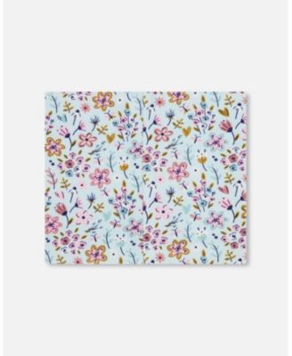 Baby Girls Stretch Jersey Neck Tube Blue Mini Flower Print