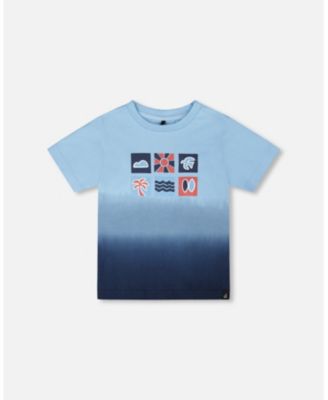 Big Boys ganic Cotton Short Sleeve T-Shirt Blue Gradient