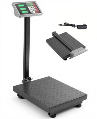 Digital Platform Floor Scale with LCD Display, 660 lbs Capacity, 0.1 lb Accuracy, Foldable Design