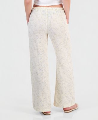Juniors' Cotton Gauze Printed Beach Pant