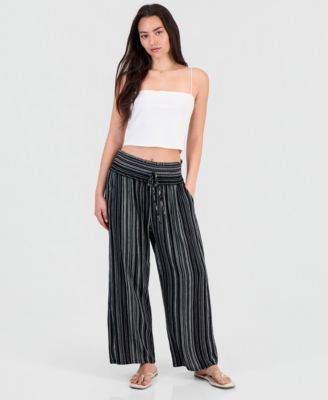Juniors' Printed Wide-Leg Pants