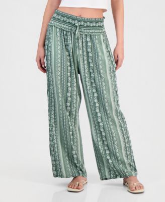 Juniors' Printed Wide-Leg Pants
