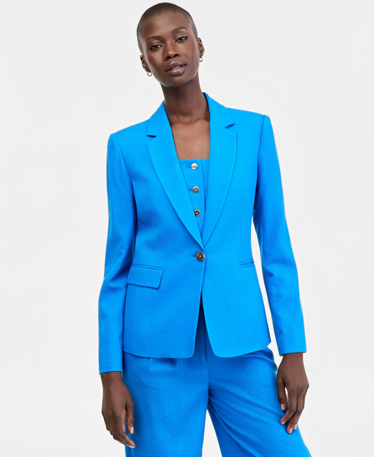 Женский пиджак Tahari ASL Petite One-Button Lapel Collar Blazer, цвет: Синий — фото 1