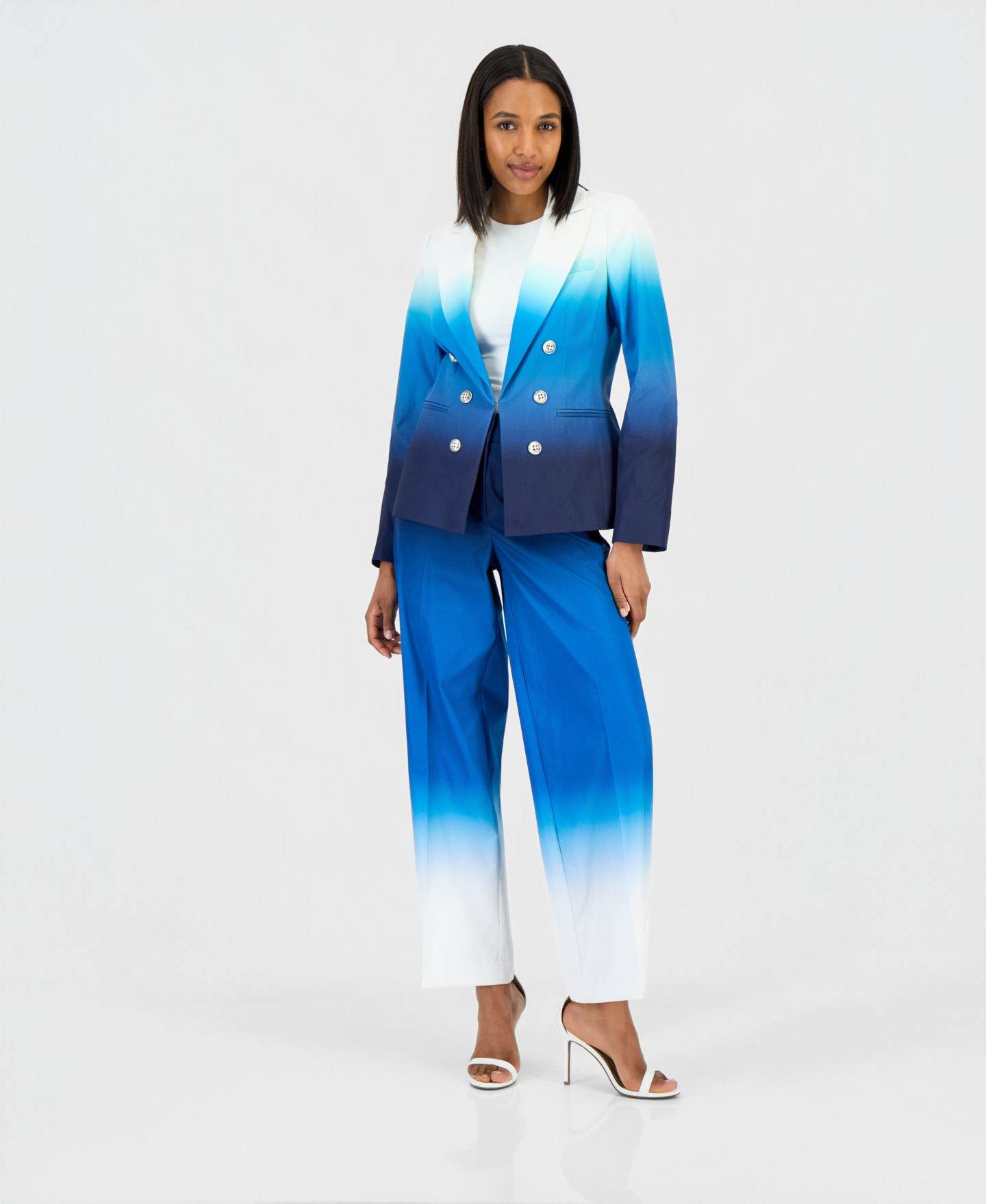 Женский пиджак Tahari ASL Ombre Faux-Double-Breasted Blazer, цвет: Синий — фото 2
