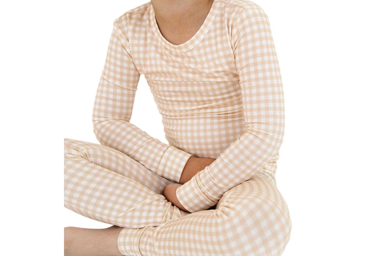 Toddler Boys Sandstone Gingham Pajama Set