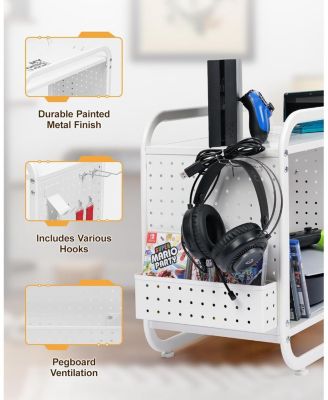 Metal Gaming Console Storage Organizer and Controller Holder