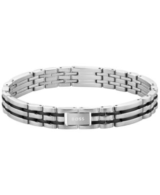 Men Wesley Stainless Steel Ionic Plated Black Steel Bracelet