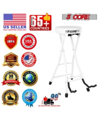 Guitar Stool 3.15" Padded Chair Foldable Heavy Duty Music Seat Built in Foot Rest Guitar Stand