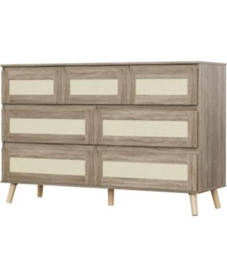 HarmonyHealth Wood Dressers for Bedroom with 7 Drawers, Wide Modern Chest of Drawers for Living Room, Hallway
