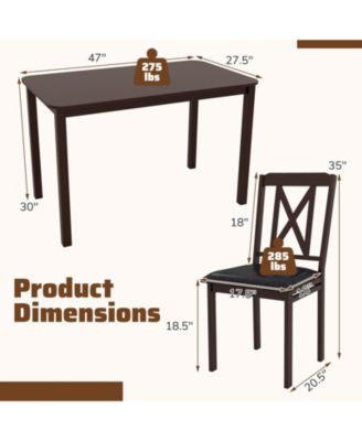 Modern 5 Piece Dining Table Set with Wide Top and Wood Legs