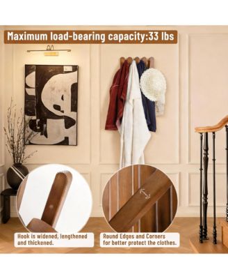 Elegant Beech Wood 8-Hook Retractable Coat Rack for Modern Entryways