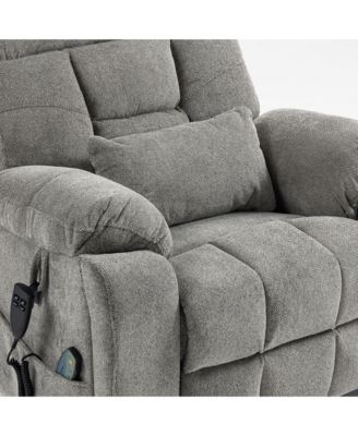 Velvet Electric Lift Recliner with Heating & Massage, Power Lift Sofa Chair with 2 Pocket Cup Holders, 2 Remote Controls,Dual OKIN Motors