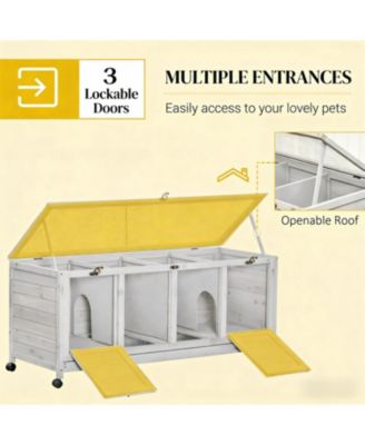 Mobile Outdoor Cat House - Wooden Hutch on Wheels, Secure & Weather-Resistant