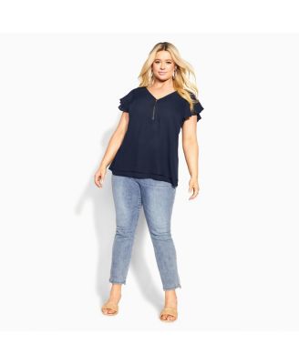 Women's Zip Fling V-neck Top