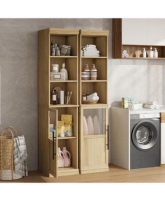70" Bathroom Storage Cabinet, Tall Narrow Storage Cabinet with Open Shelves Boards Narrow for Small Spaces, Bathroom, Laundry Room