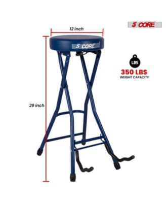 Guitar Stool 3.15" Padded Chair Foldable Heavy Duty Music Seat Built in Foot Rest Guitar Stand