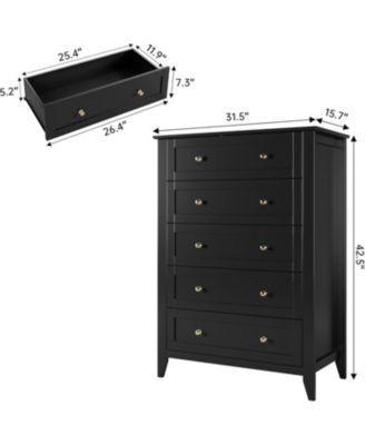 5 Drawer Dresser, Wooden Chest of Drawers for for Office, Storage Cabinet Organizer Drawers for Living Room