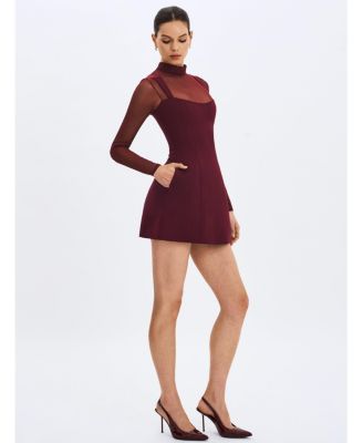 Women's Natasha Burgundy Faux Two-Piece Turtleneck Mini Dress