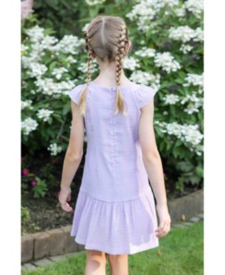 Big Girls Crinkle Lawn Dress With Shirred Hem Ruffle