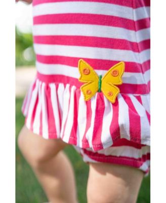 Baby Girl Stripe Knit Romper With Flower