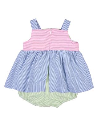 Baby Girl Seersucker Romper With Flower