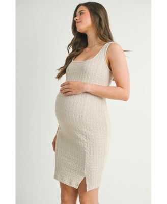 Women's Maternity Bodycon Jacquard Sleeveless Square-Neck Dress