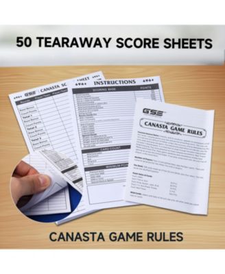 Canasta Cards Game Set - 2 Decks Canasta Cards with Point Values, a Revolving Tray, 50 Score Pads
