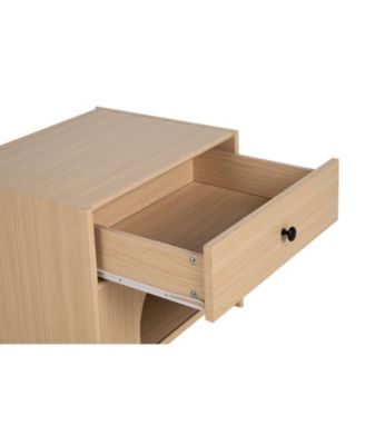 Mid-Century Modern Accent Table with Drawer, Natural Finish Pet Furniture