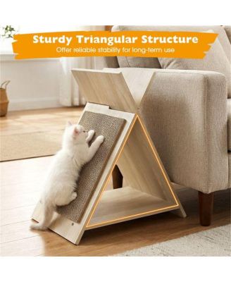 Space-Saving Cat Scratcher Lounge Combo with Tunnel, 3-in-1 Multi-Level Furniture with Scratching Surface & Wooden Perch