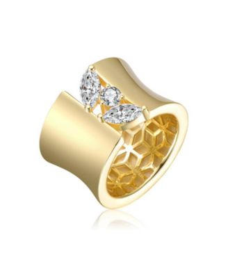 Elegant 14K Gold Plated Clear Cubic Zirconia Open Ring
