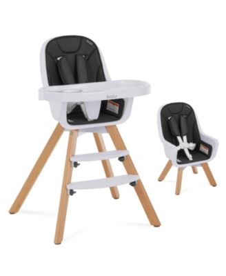 Kids Zoodle 3-in-1 High Chair, Black – Convertible wooden chair with removable tray, padded seat, adjustable footrest & 5-point harness