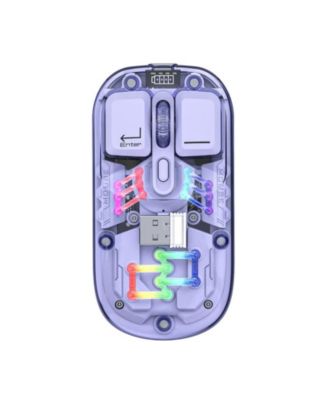 Dual-Mode Transparent Wireless Mouse, 2.4G + Bluetooth 5.0, Magnetic Suction Design, RGB Backlit, 3-Speed DPI, Type-C Rechargeable