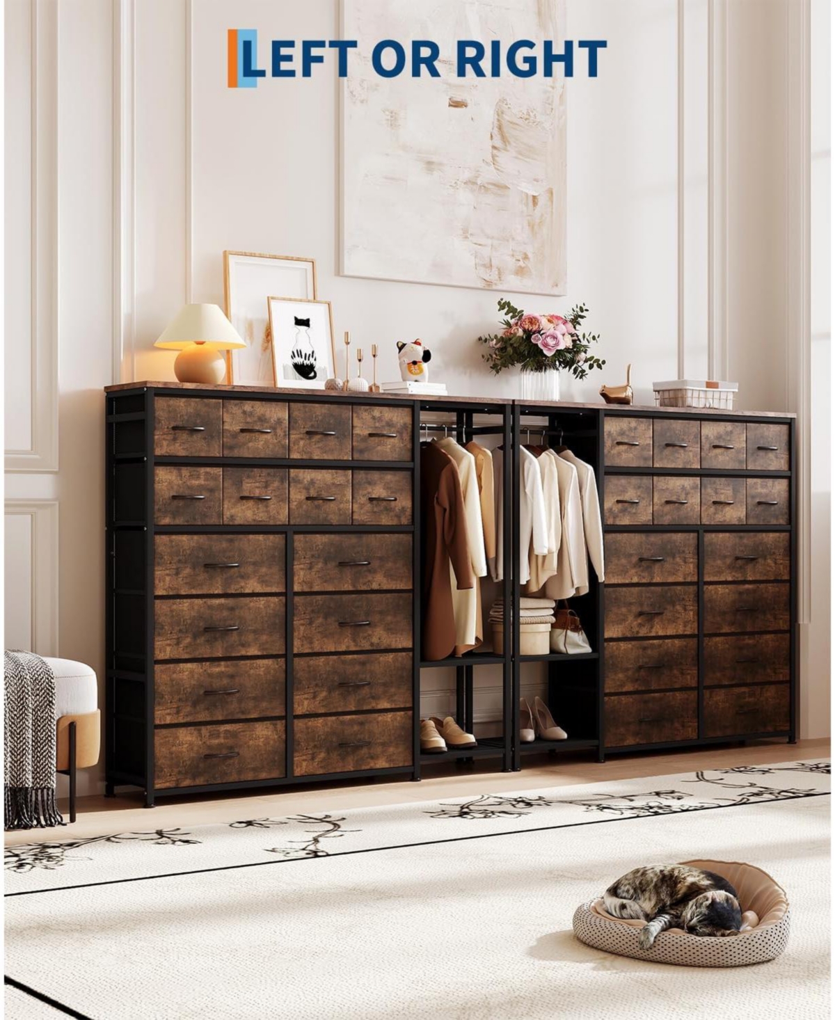 gaomon Large Clothes Storage Rack 16-Drawer & 2-Tier Shelves - Space Saving Freestanding Wardrobe for Small Bedroom/Apartment | No Assembly Needed