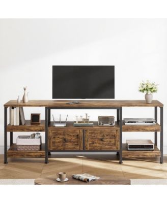Industrial TV Stand with 2 Drawers & Metal Frame, Vintage Style, Fit Up to 65 Inch TVs, Garage/Living Room