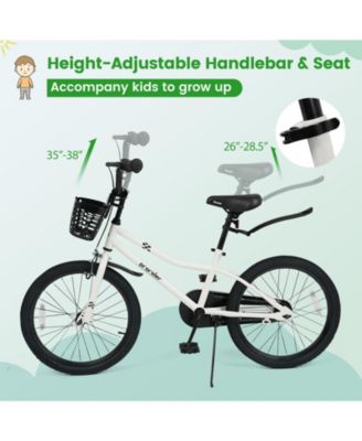 20 Inch Kids Bike Adjustable with Kickstand and Storage Basket for Aged 8