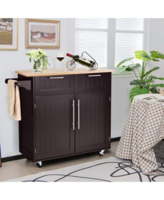 Kitchen Islands Rolling Kitchen Island Cart Storage Trolley with Towel Rack and Drawer