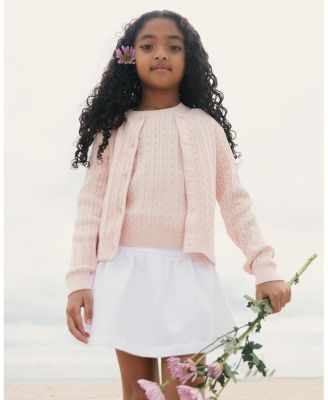 Girls Organic Short Sleeve Cable Sweater