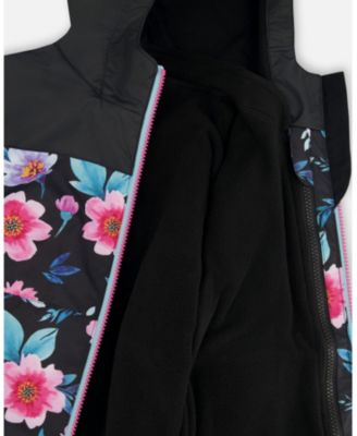 Toddler Girls 3-in-1 Two-Piece Mid-Season Outerwear Set Printed Flowers - Inner Jacket