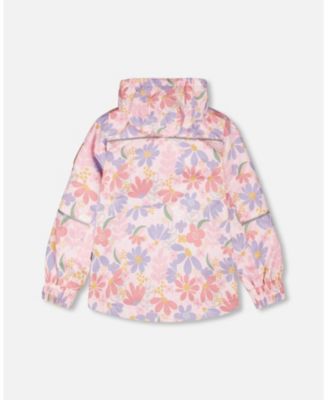 Girl Two-Piece Mid-Season Outerwear Set Pink Flower Print - Toddler