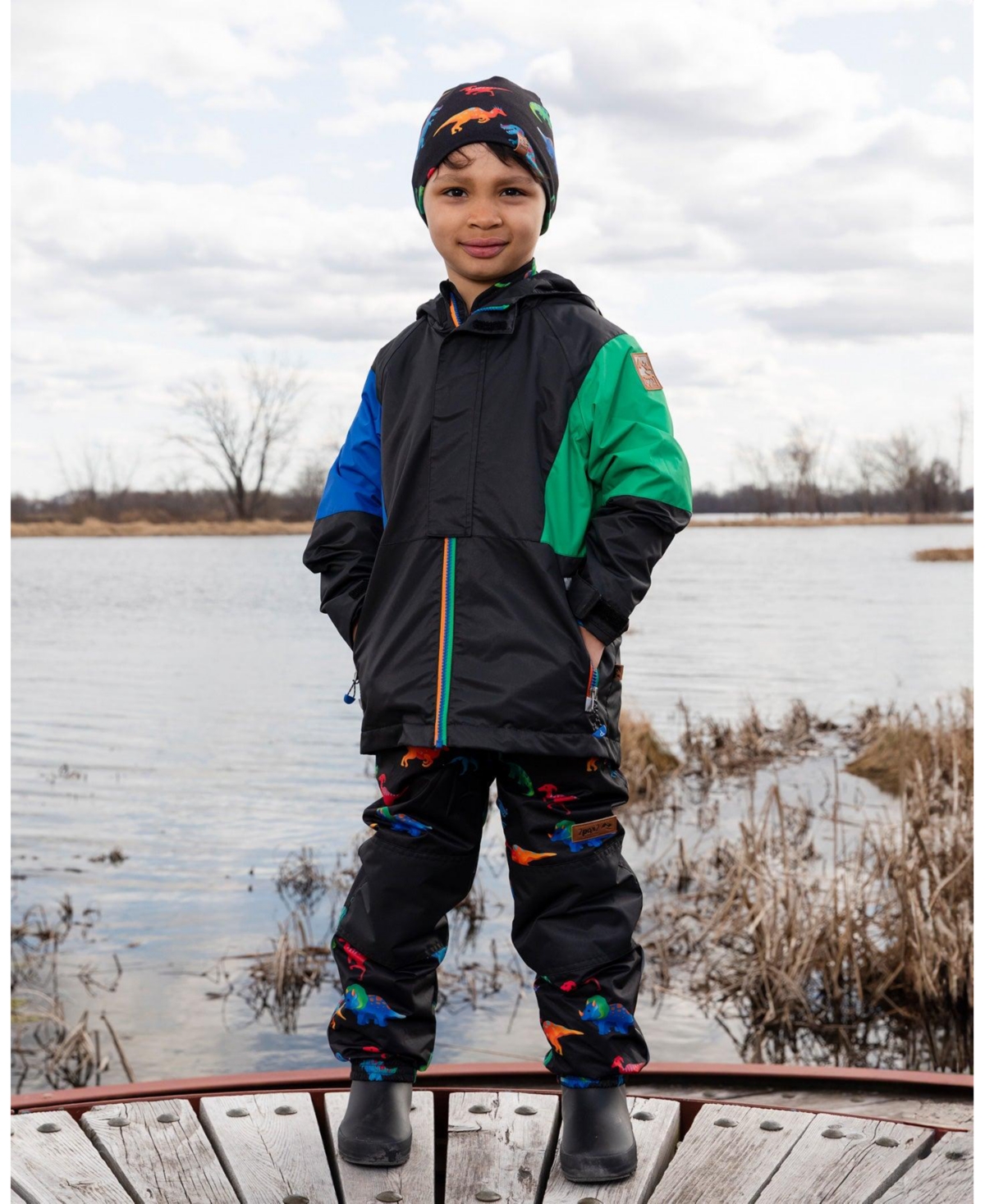 Deux par Boys Toddler 2T-5T 3-in-1 Mid-Season Two-Piece Outerwear Set with Dinosaur Print