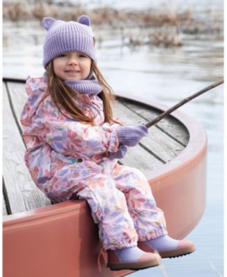 Baby Girl Baby Mid-Season One-Piece Outerwear with Hat Flower Print
