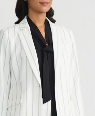 Women's Pinstripe One-Button Notch-Collar Jacket