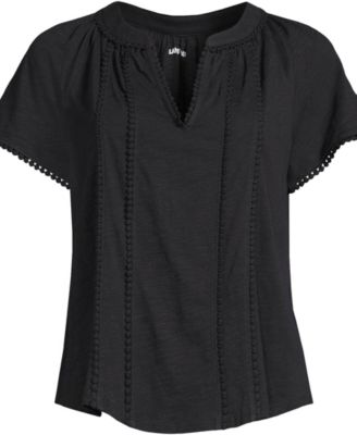 Women's Slub Short Sleeve Notch Neck Top